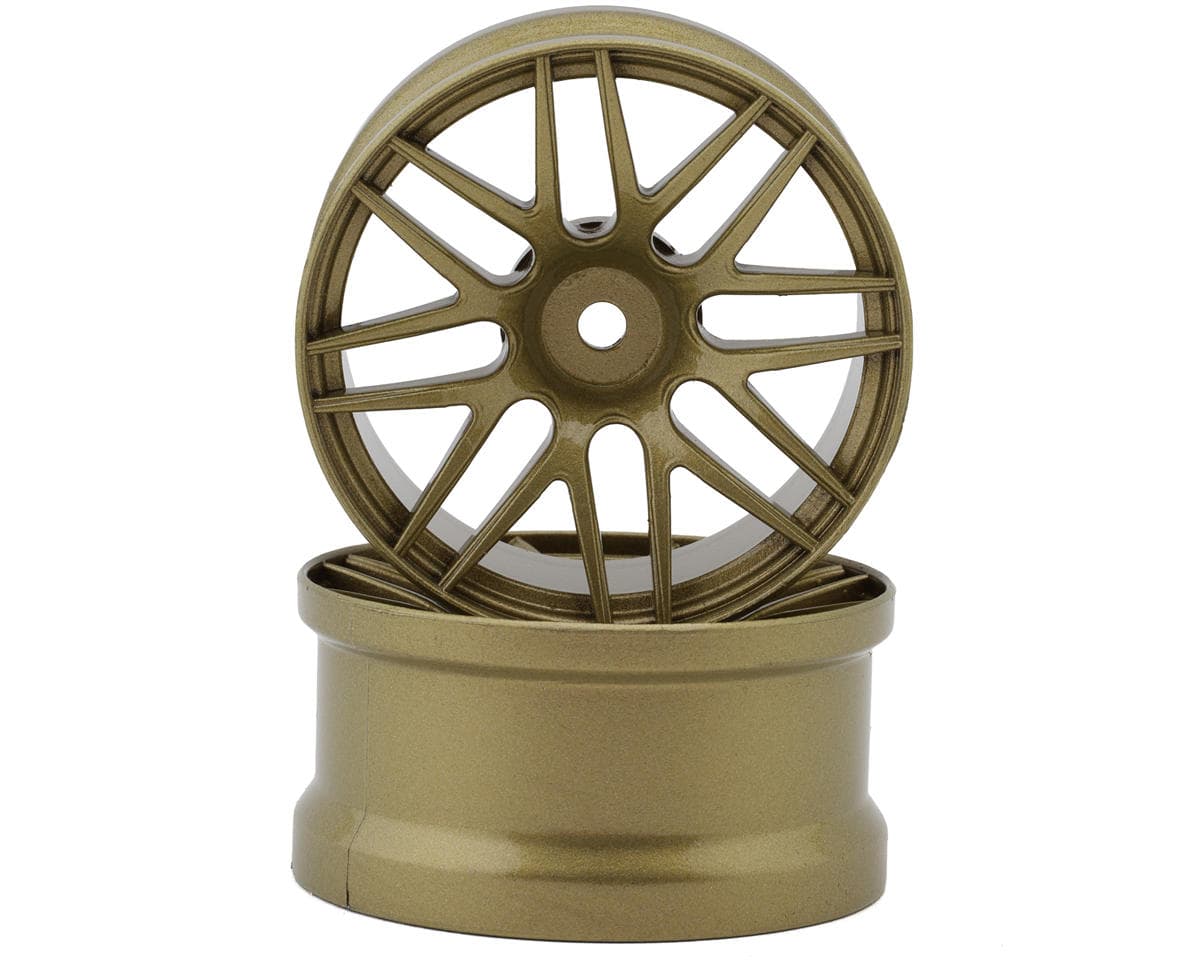 Sideways RC 1/10 R2 Multi-Spoke Nylon Drift Wheels (Gold) (2) (6mm Offset) w/12mm Hex