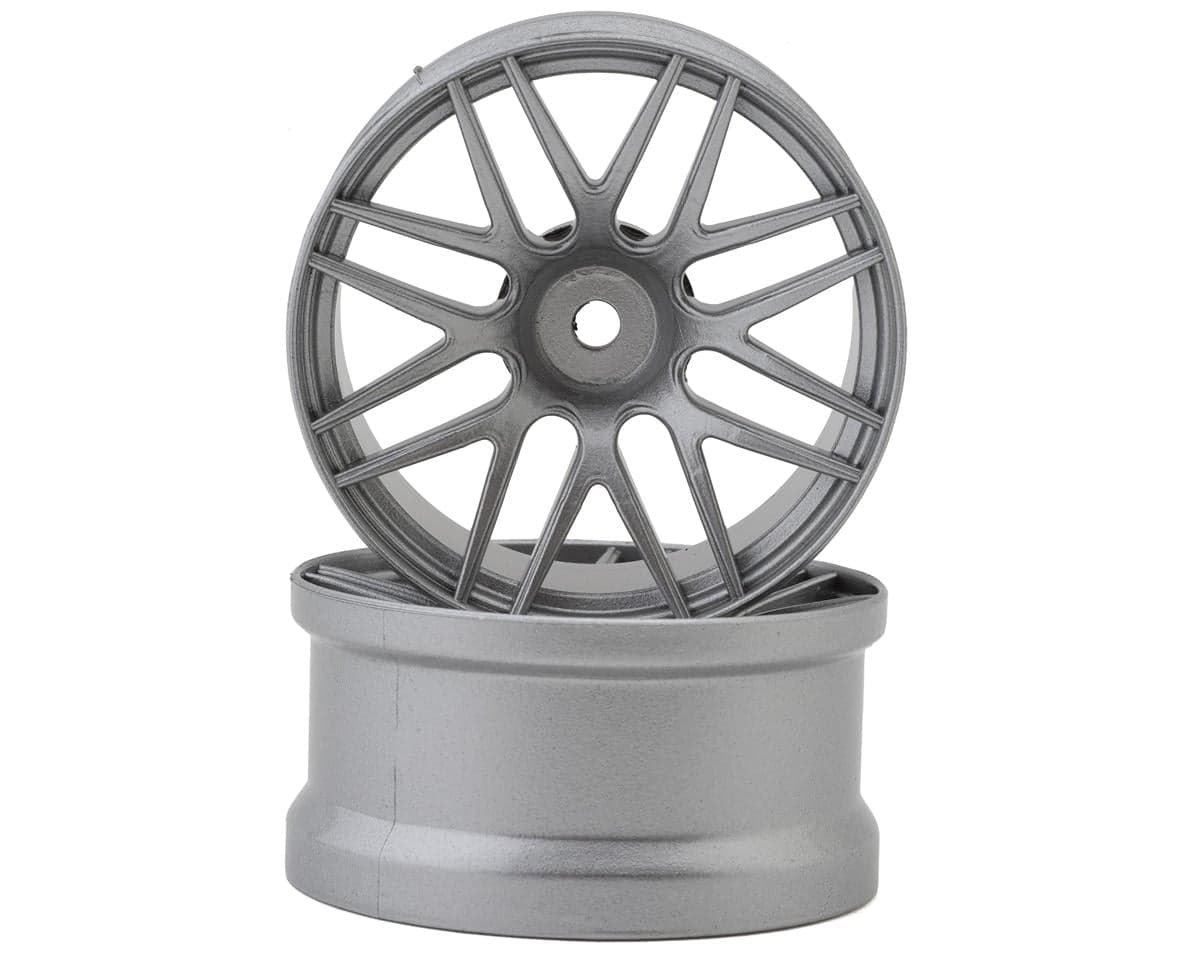 Sideways RC 1/10 R2 Multi-Spoke Nylon Drift Wheels (Silver) (2) (6mm Offset) w/12mm Hex