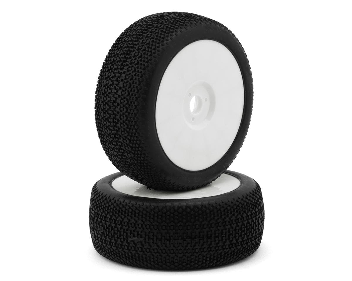 Raw Speed RC Triumph 1/8 Off-Road Pre-Mounted Buggy Tires (White) (2) (Super Soft - Long Wear)