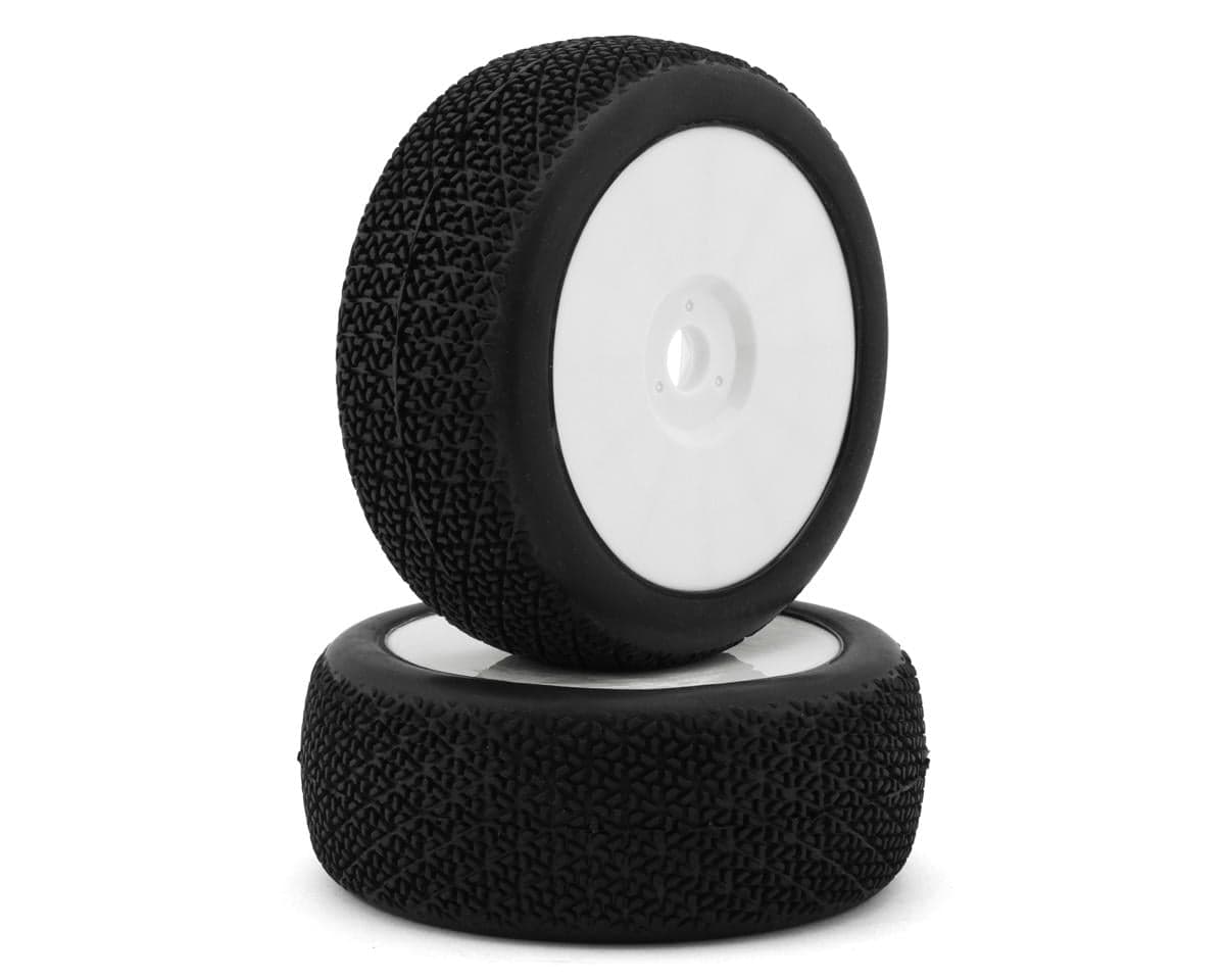 Raw Speed RC Triad 1/8 Off-Road Pre-Mounted Buggy Tires (White) (2) (Soft - Long Wear)