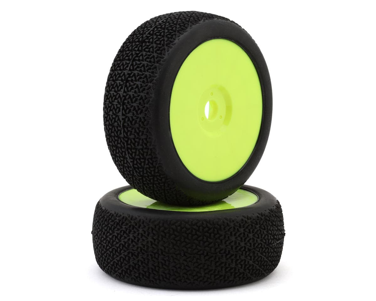 Raw Speed RC Triad 1/8 Off-Road Pre-Mounted Buggy Tires (Yellow) (2) (Soft - Long Wear)