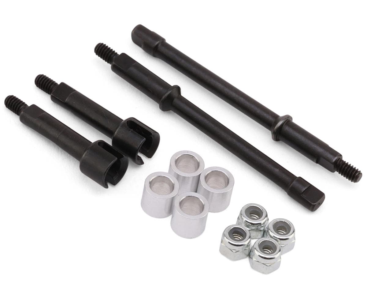 Hot Racing Axial SCX30 +4mm Wide CNC-Machined Hardened Spring Steel Axles Set