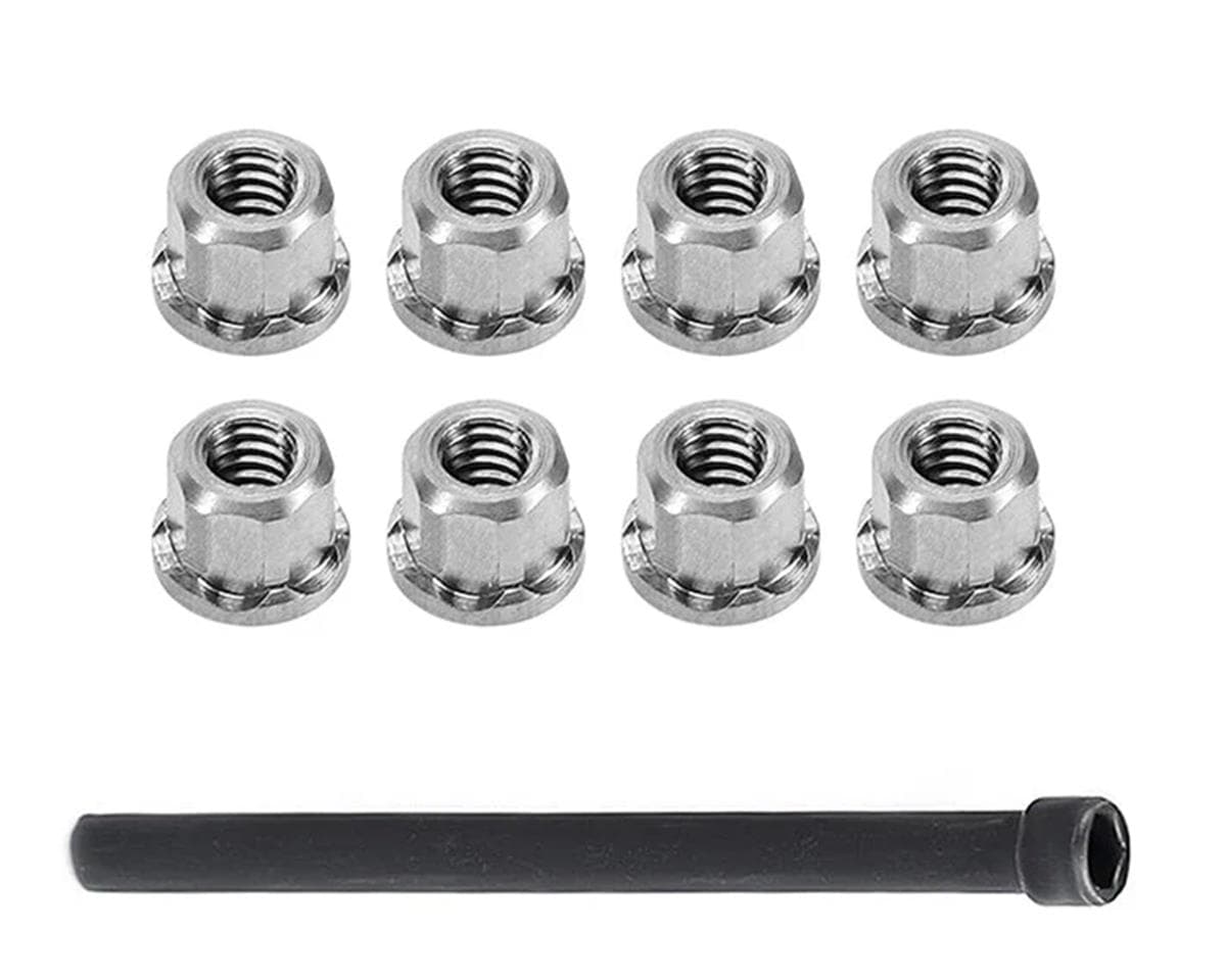 Injora Axial SCX30 2mm Stainless Steel Wheel Nuts (8)