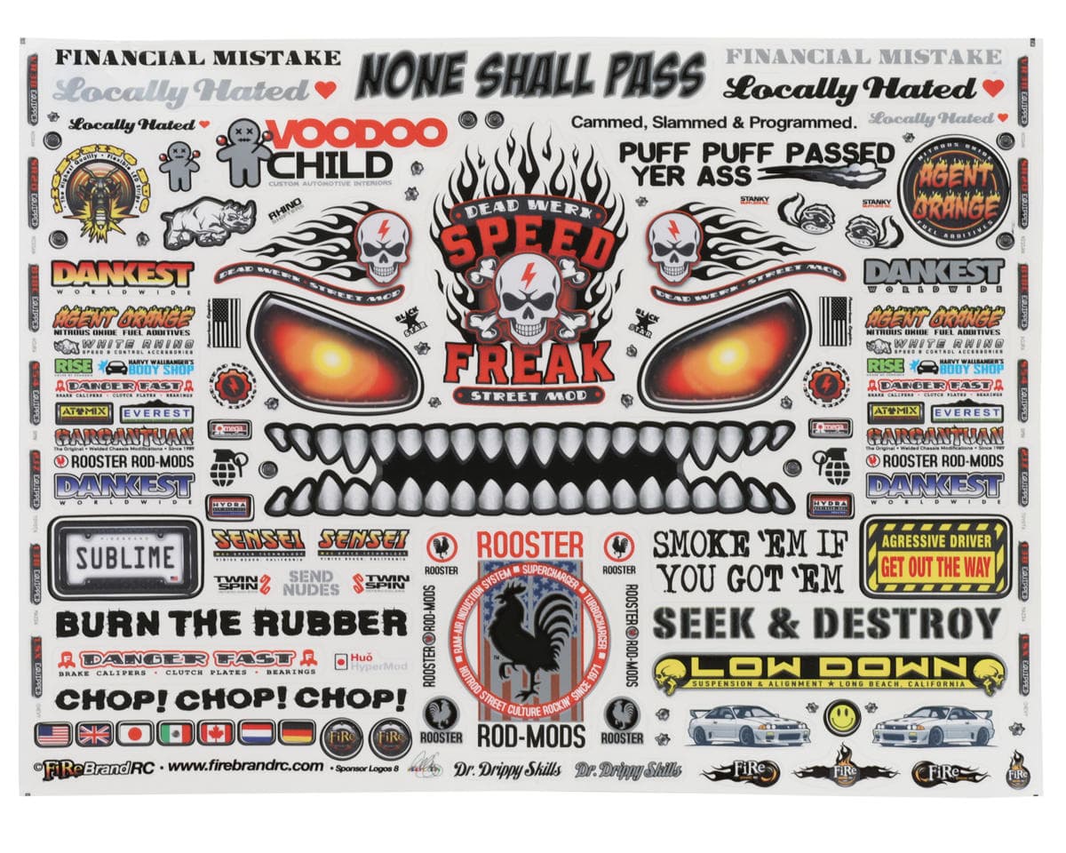 Firebrand RC Sponsor Logos 8 Decal Sheet (8.5x11")
