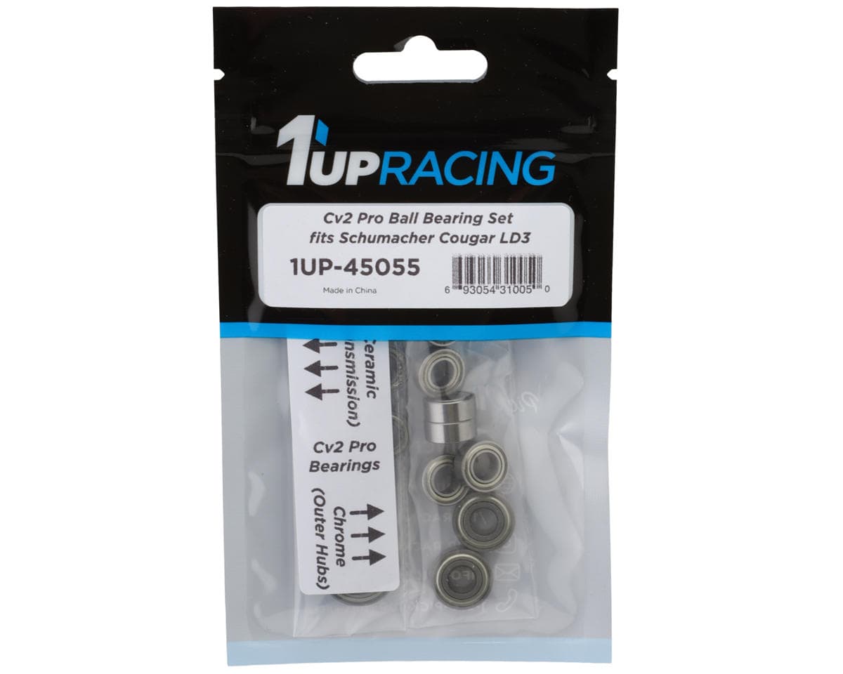 1UP Racing Schumacher Cougar LD3 Cv2 Pro Ball Bearings Set (Ceramic/Chrome)