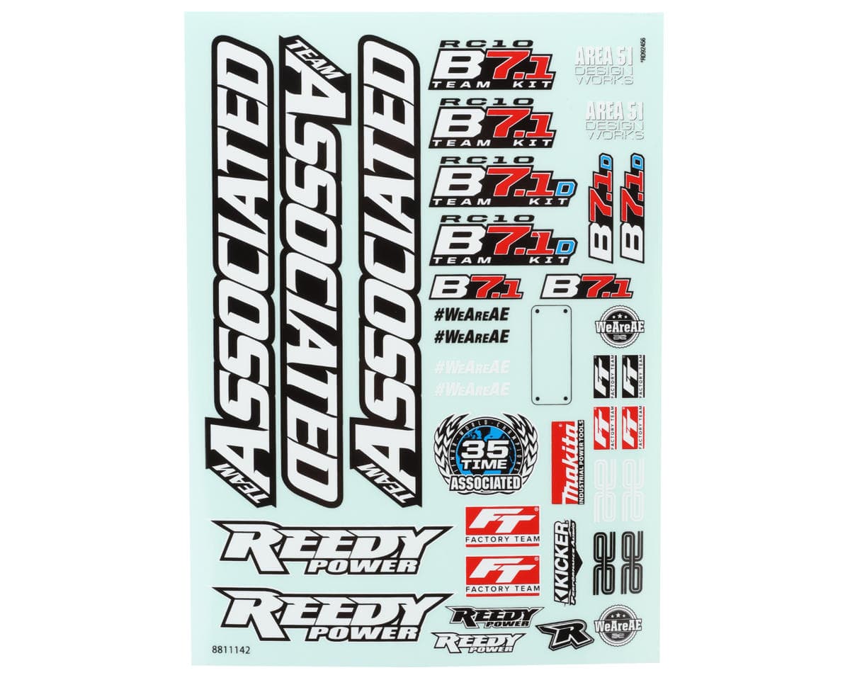 Team Associated RC10B7.1 Decal Sheet