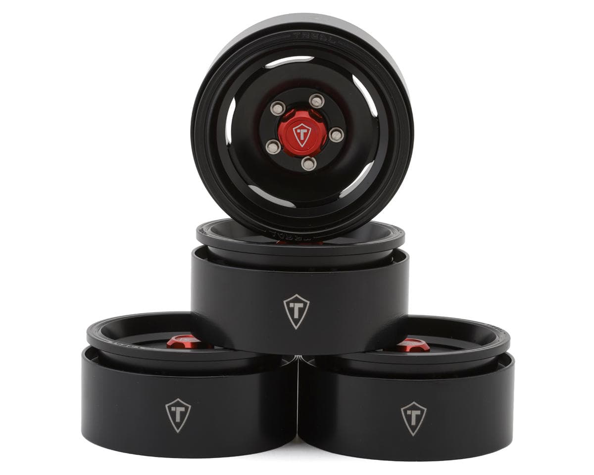 Treal Hobby 1.9" Aluminum Classic Vintage Wagon Crawler Beadlock Wheels (132.5g) (Black) (4)