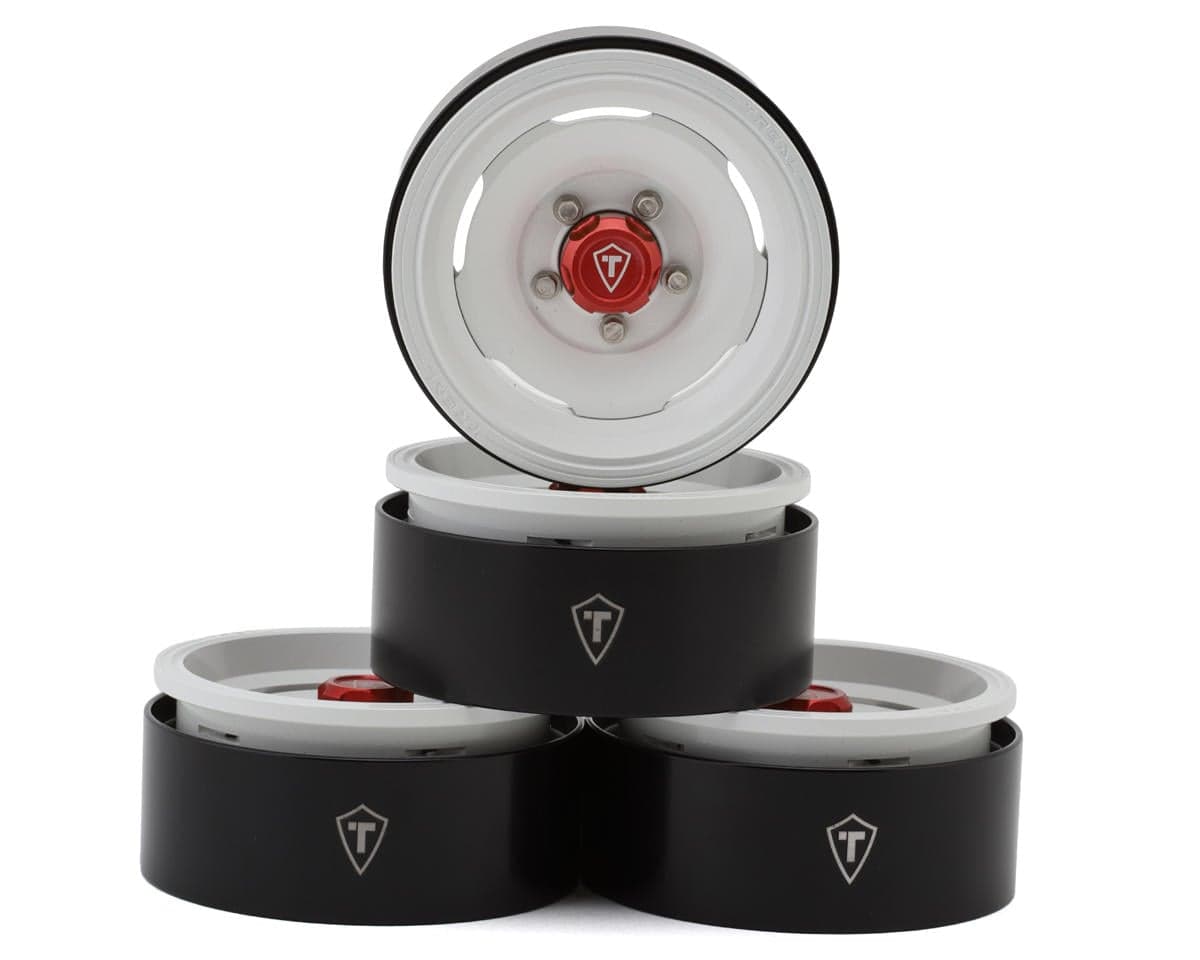 Treal Hobby 1.9" Aluminum Classic Vintage Wagon Crawler Beadlock Wheels (132.5g) (White) (4)