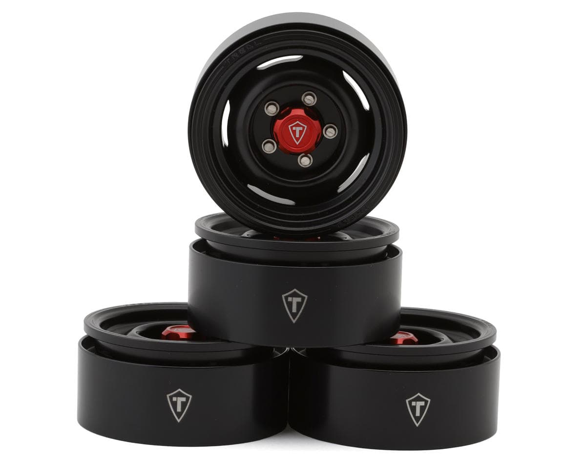 Treal Hobby 1.9" Aluminum Retro-Style Vintage Wagon Crawler Beadlock Wheels (134g) (Black) (4)