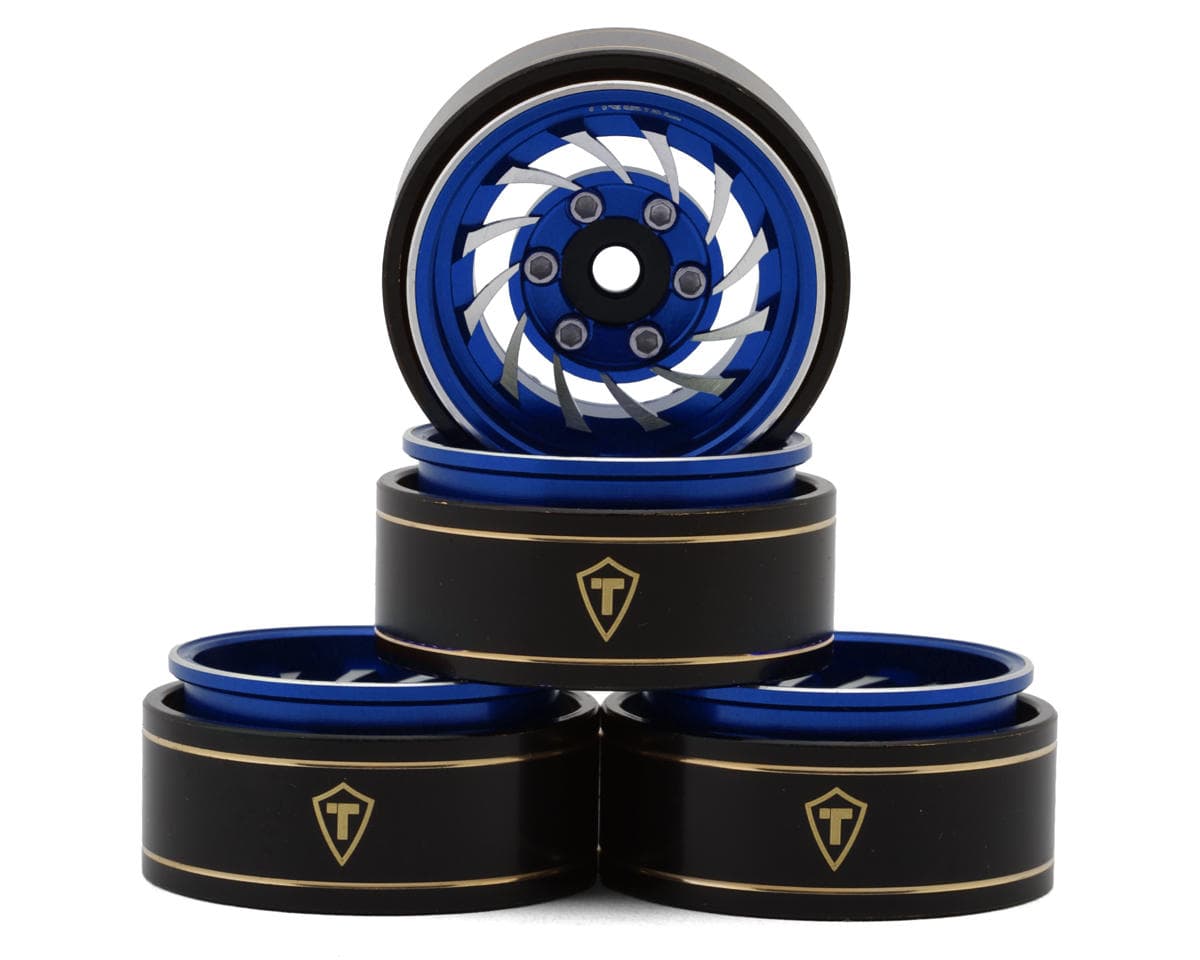 Treal Hobby Type L 1.0" Aluminum Cyclone Beadlock Wheels (Blue) (4) (27.5g ea)