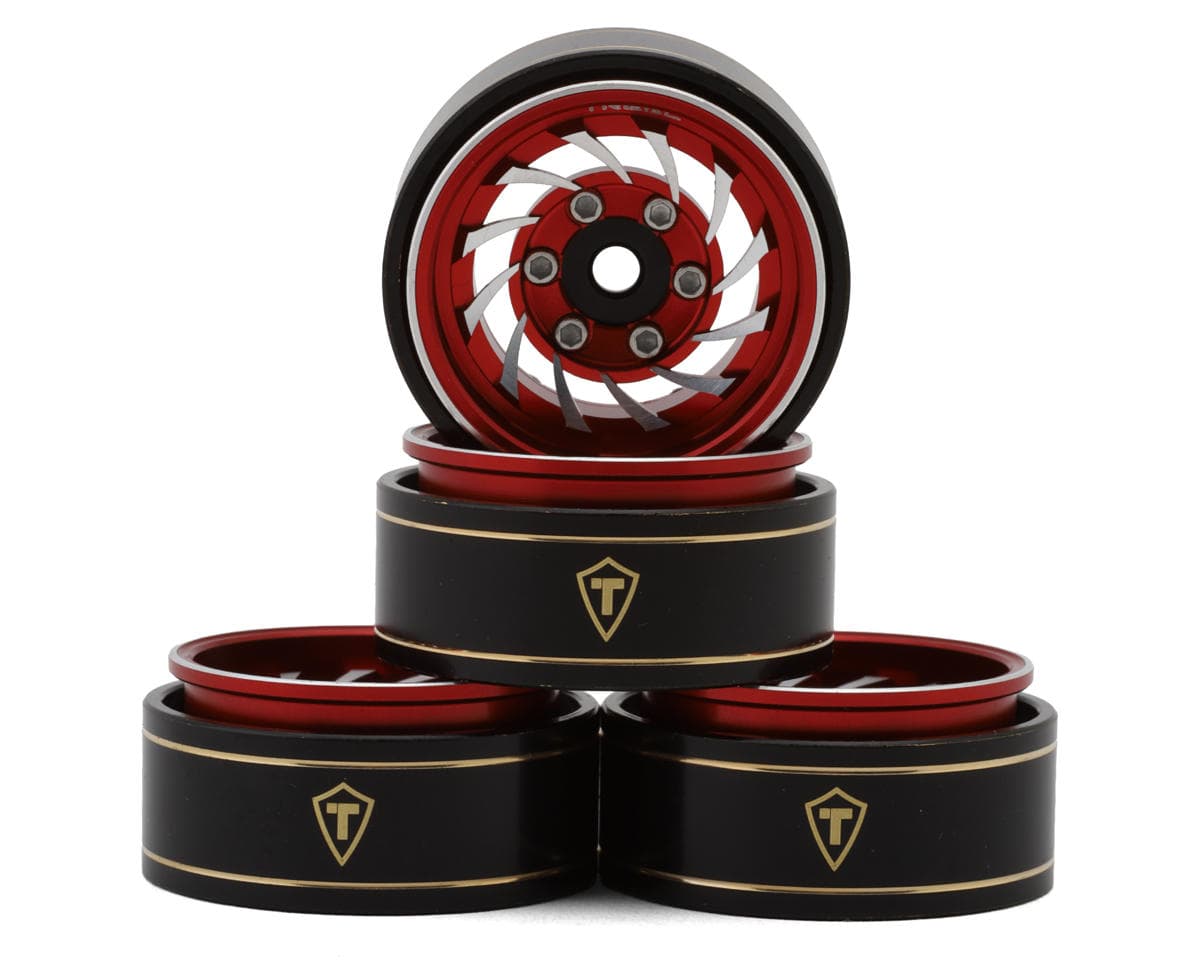 Treal Hobby Type L 1.0" Aluminum Cyclone Beadlock Wheels (Red) (4) (27.5g ea)