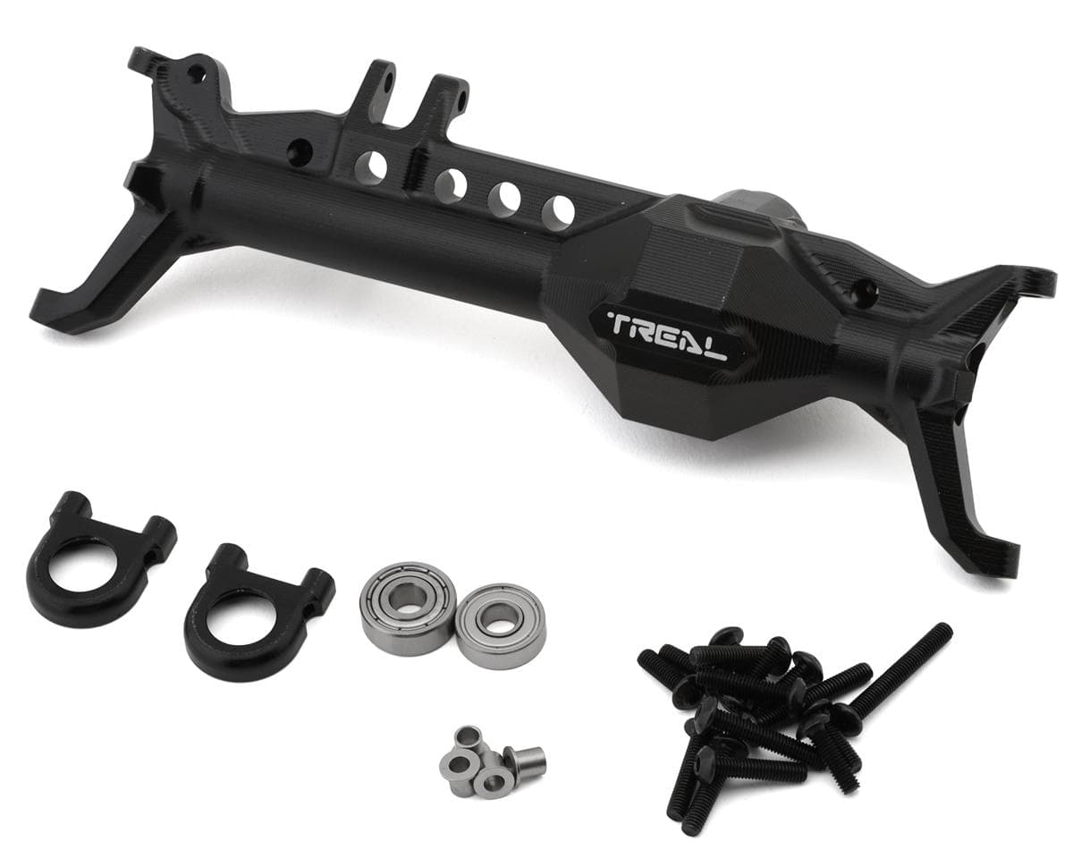 Treal Hobby Vanquish VRD/VS4-10 7075 Aluminum Front Portal Axle Housing (Black)