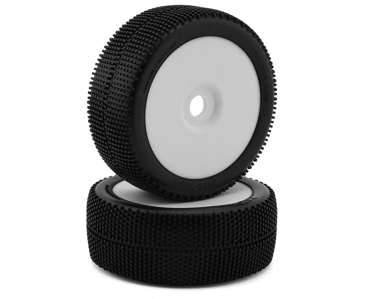 GRP Tires "Micro" Pre-Mounted 1/8 Buggy Tires (White) (2) (N35 - Soft)