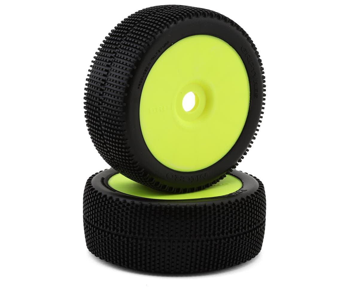 GRP Tires "Micro" Pre-Mounted 1/8 Buggy Tires (Yellow) (2) (S25 - Super Soft)