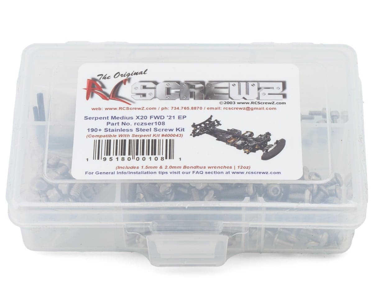 RC Screwz Serpent Medius X20 FWD EP 2021 Stainless Steel Screw Kit