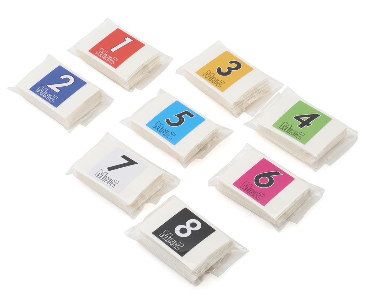 Kyosho Mini-Z Race Car No.1-8 Number Decal Sheets (50)