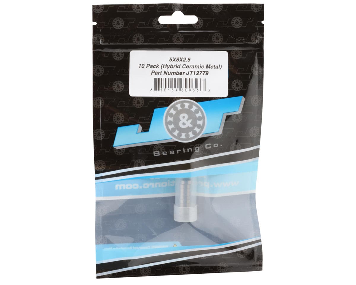 J&T Bearing Co. 5x8x2.5mm Hybrid Ceramic Ball Bearings (Metal-Shielded) (10)