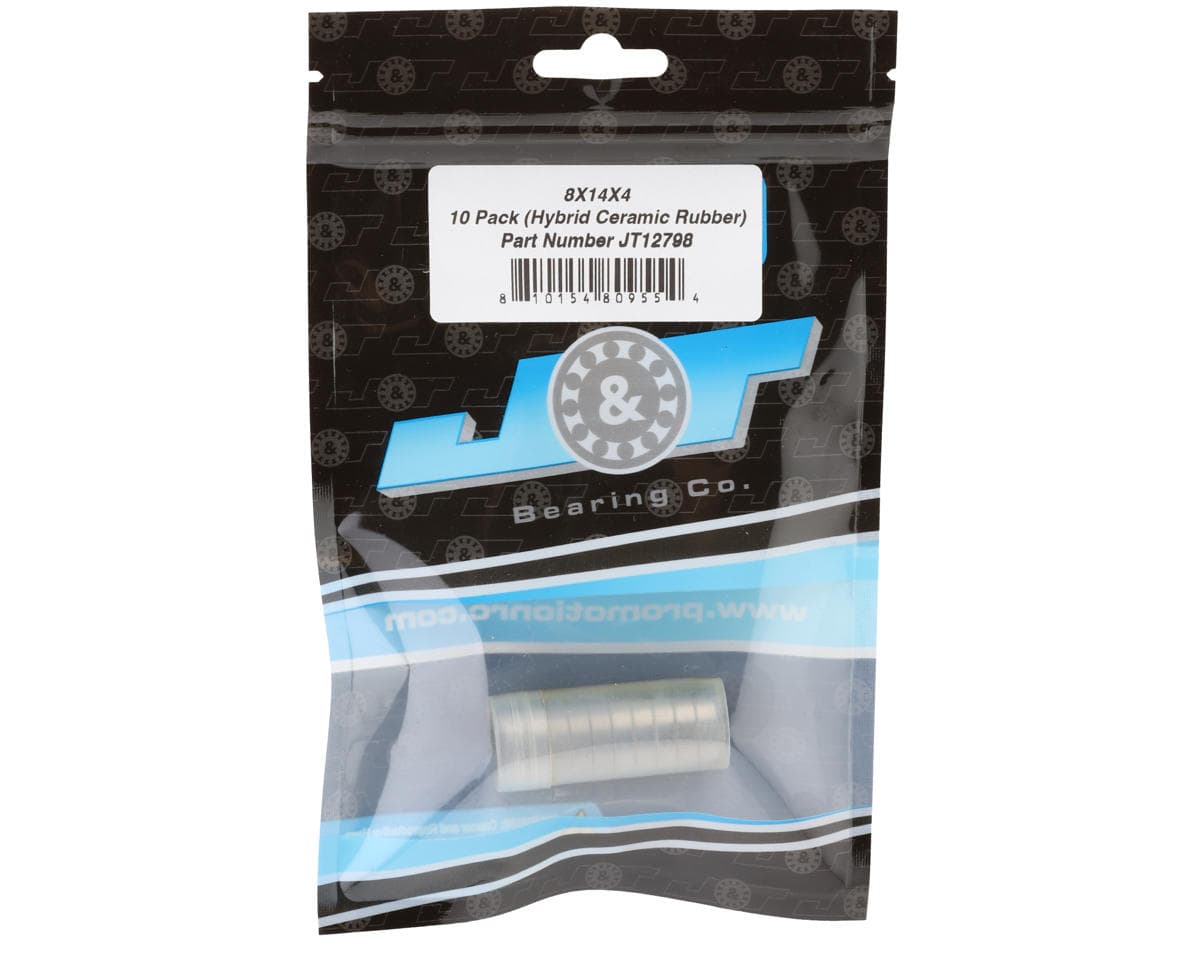 J&T Bearing Co. 8x14x4mm Hybrid Ceramic Ball Bearings (Rubber-Shielded) (10)