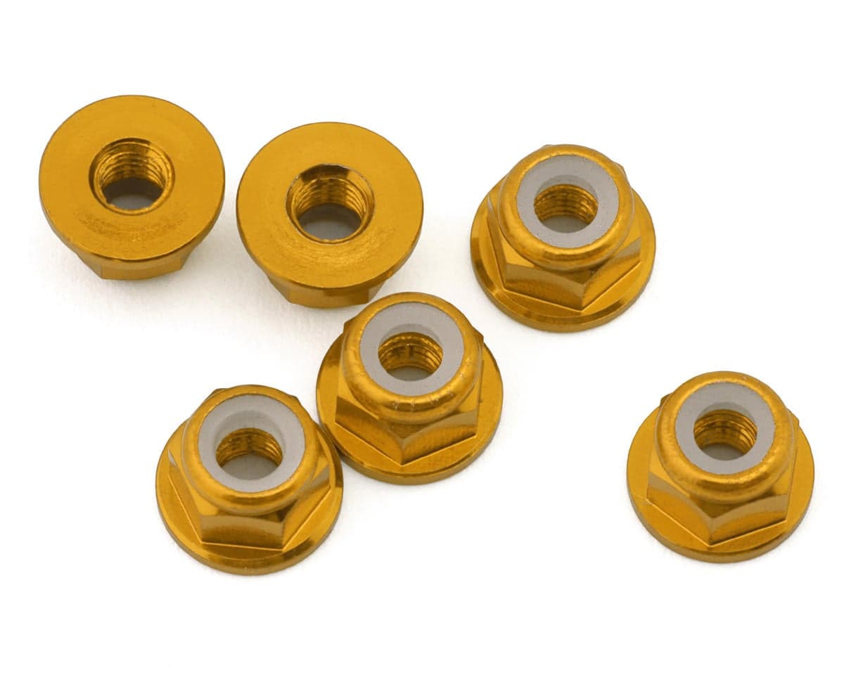 J&T Bearing Co. 3mm 7075 Aluminum Flange Lock Nuts (Gold) (6)