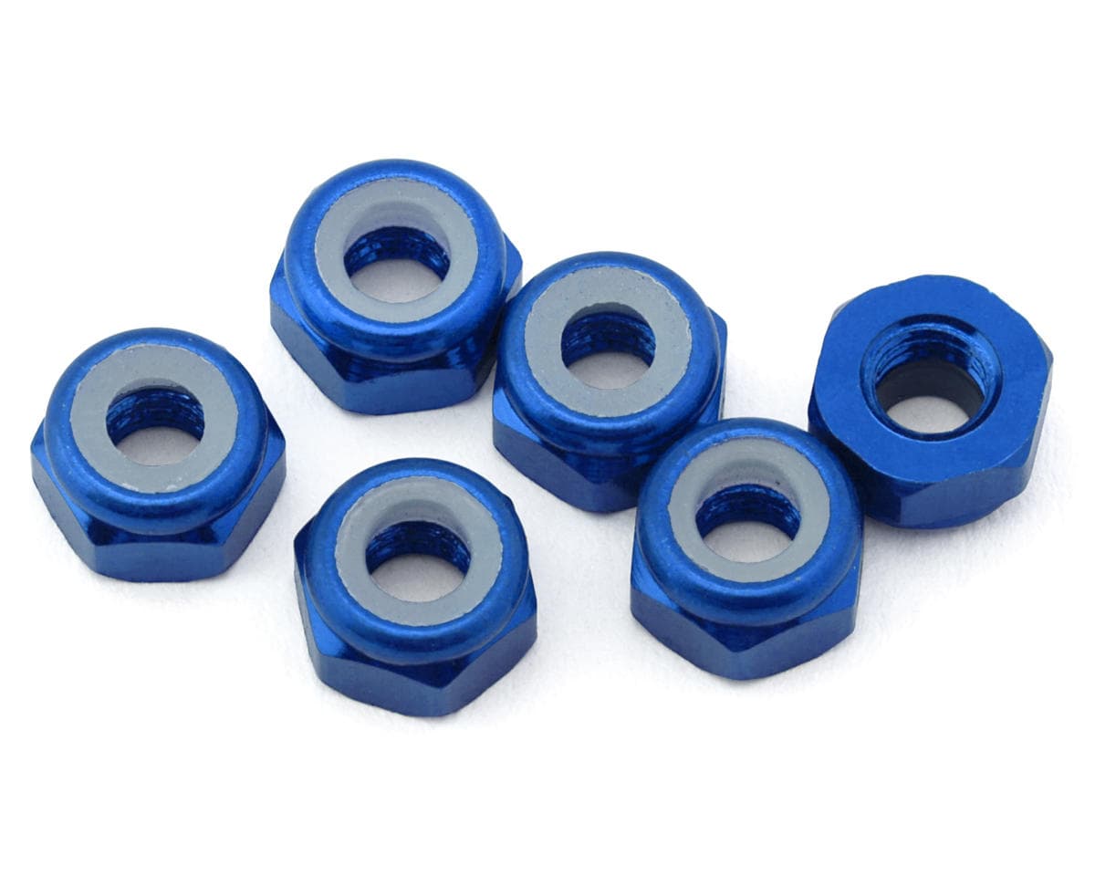 J&T Bearing Co. 3mm 7075 Aluminum Lock Nuts (Blue) (6)