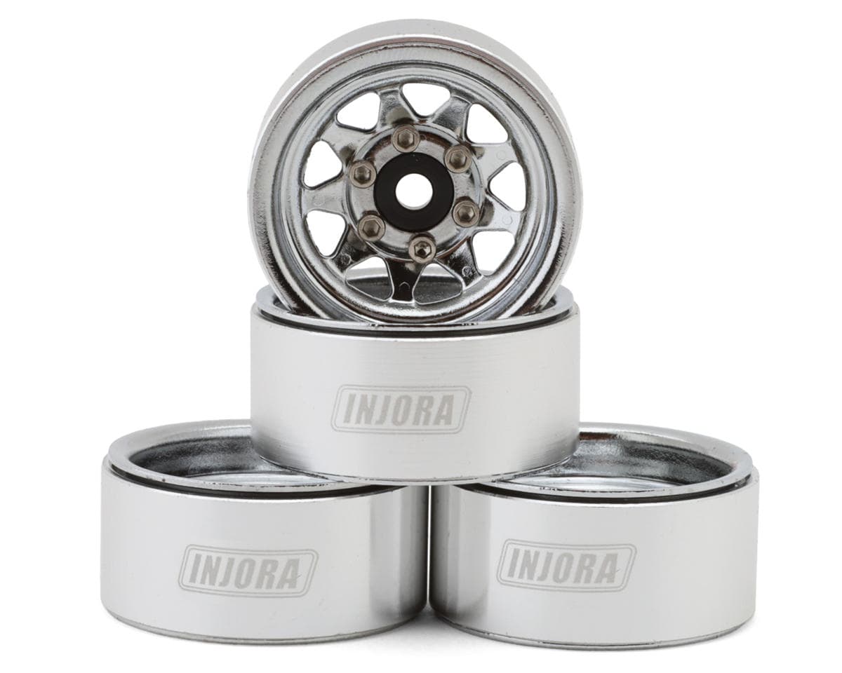 Injora 1.0" Deep Dish Stamped Steel Micro Rock Crawler Beadlock Wheels (15g ea) (Silver) (4)