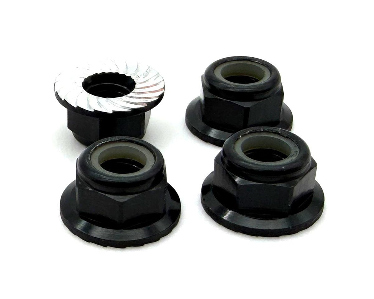 Reefs RC 5mm Aluminum Flanged & Serrated Lock Nuts (Black) (4)