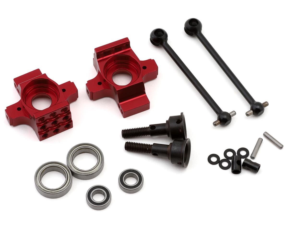 Shibata GRK GS2 Mod Aluminum Rear Hubs & Driveshafts Set (Red)