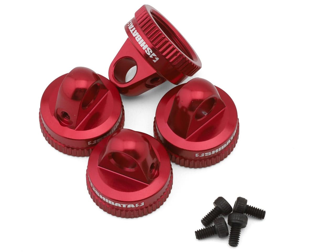 Shibata GRK5-R Aluminum Shock Caps (Red) (4)