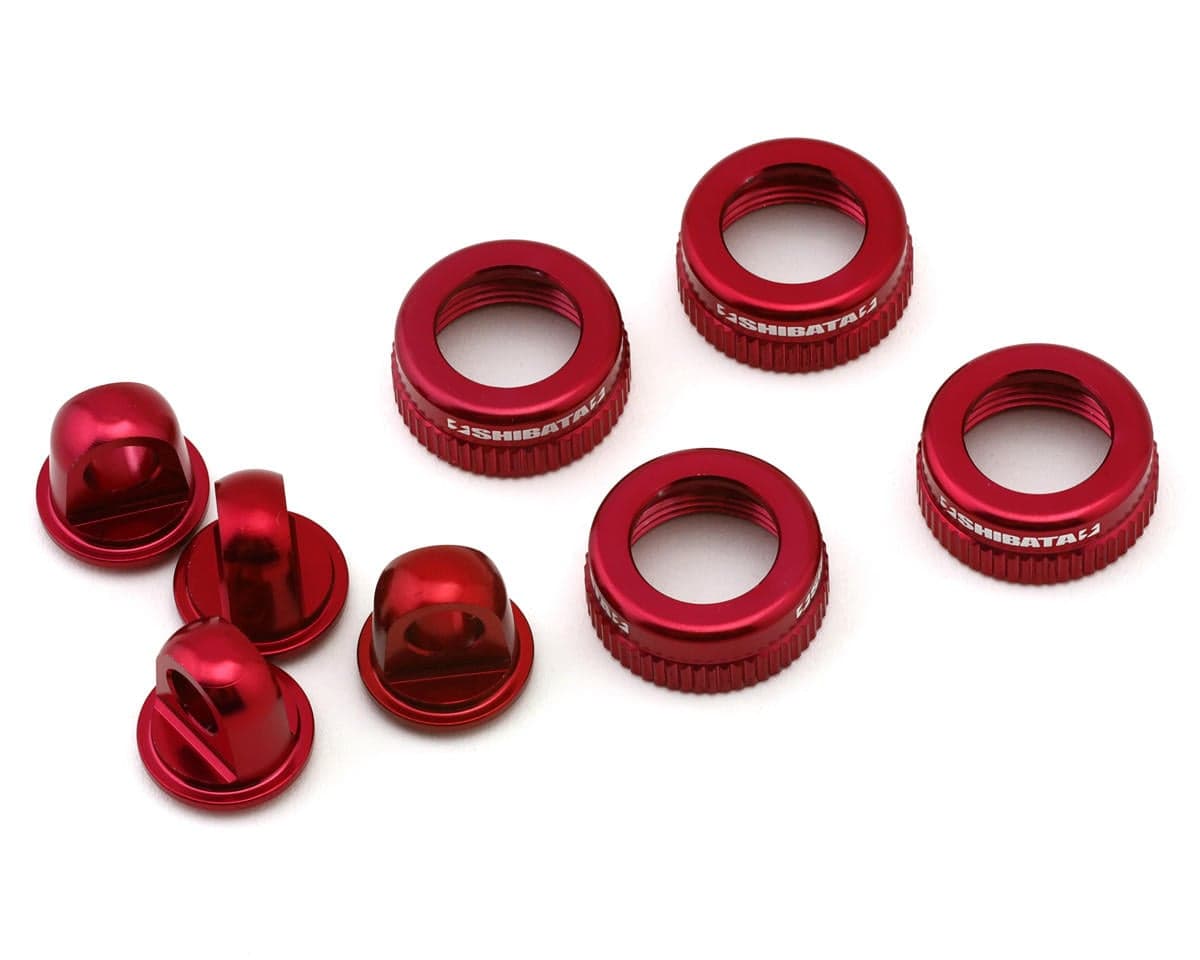 Shibata GRK5-R Aluminum Shock Caps (Red) (4)