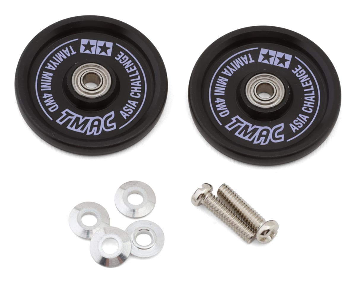Tamiya JR HG 19mm Aluminum Ball-Race Limited-Edition Rollers Set (Ringless) (Asia Challenge/Black)