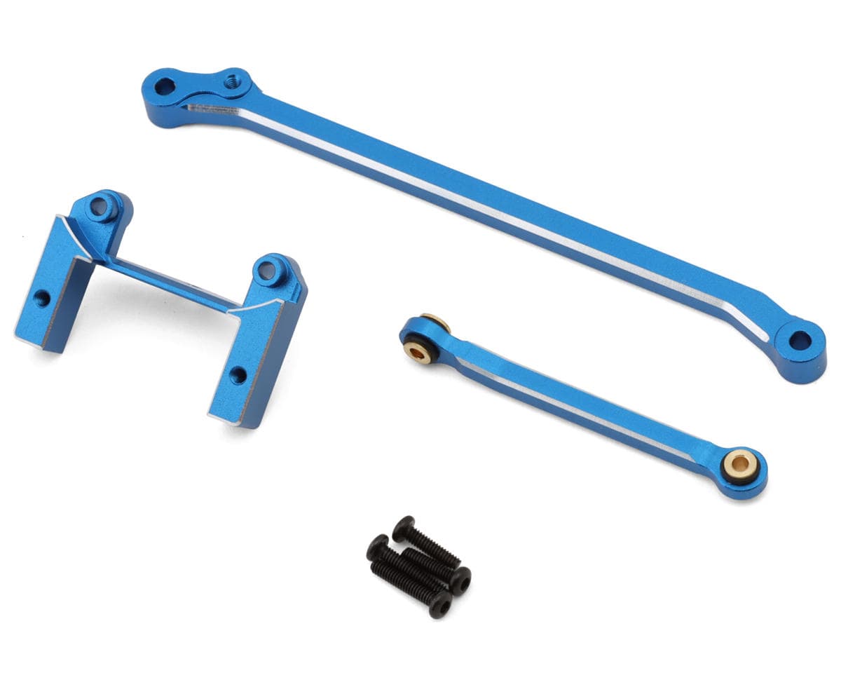 HPI Mini King Flux Big Kahuna Aluminum Servo Mount & Steering Link Set (Blue)