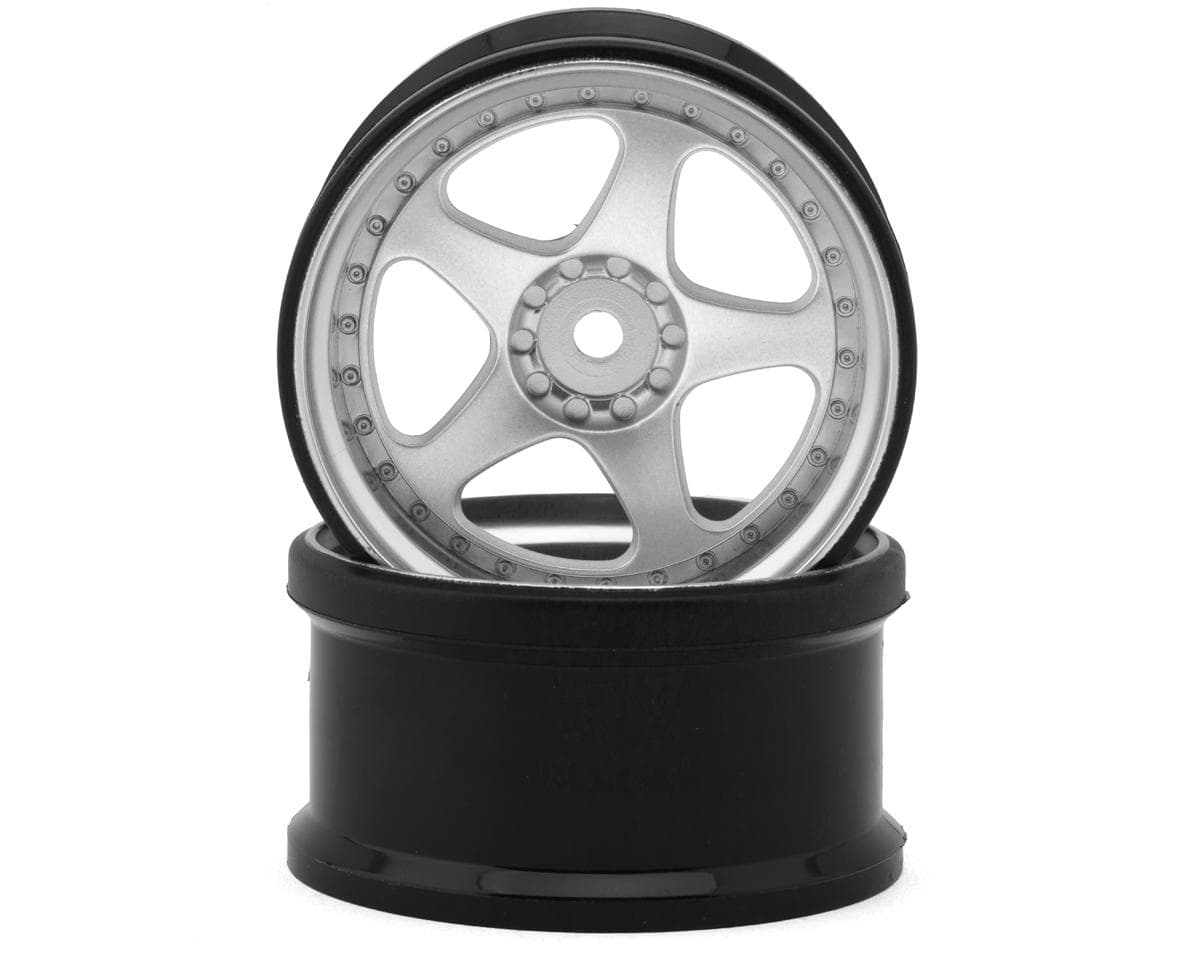 Hayashi Garage NIZ 5-Spoke Multipiece Style 1/10 Drift Wheels (Silver) (2) (6mm Offset) w/12mm Hex