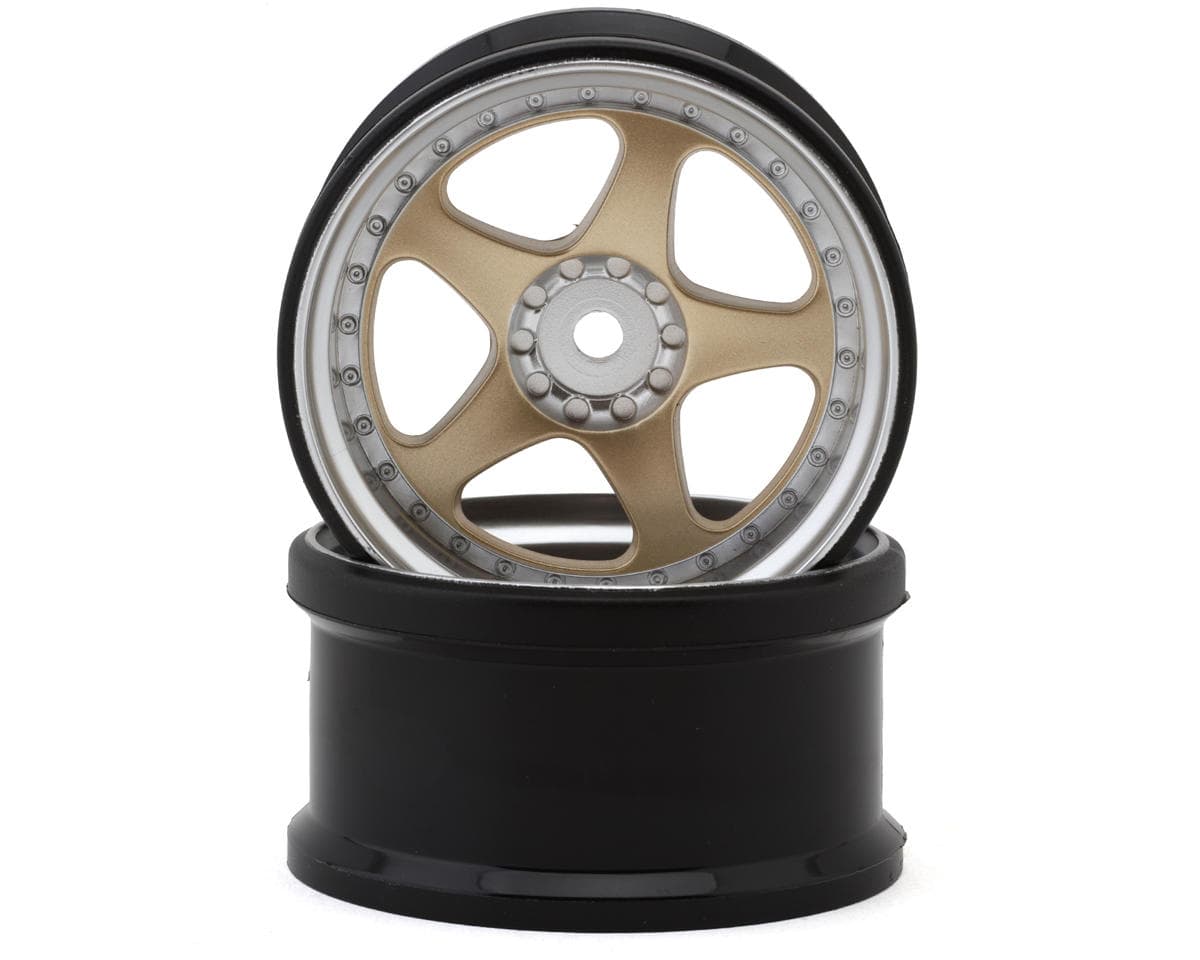 Hayashi Garage NIZ 5-Spoke Multipiece Style 1/10 Drift Wheels (Gold) (2) (6mm Offset) w/12mm Hex