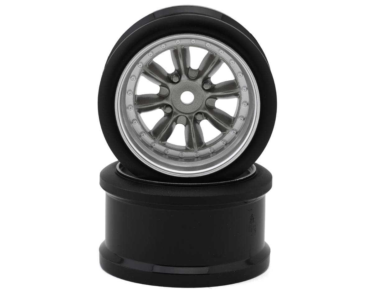 Hayashi Garage Pana 8-Spoke Multipiece Style 1/10 Drift Wheels (Gunmetal) (2) (6mm Offset) w/12mm Hex