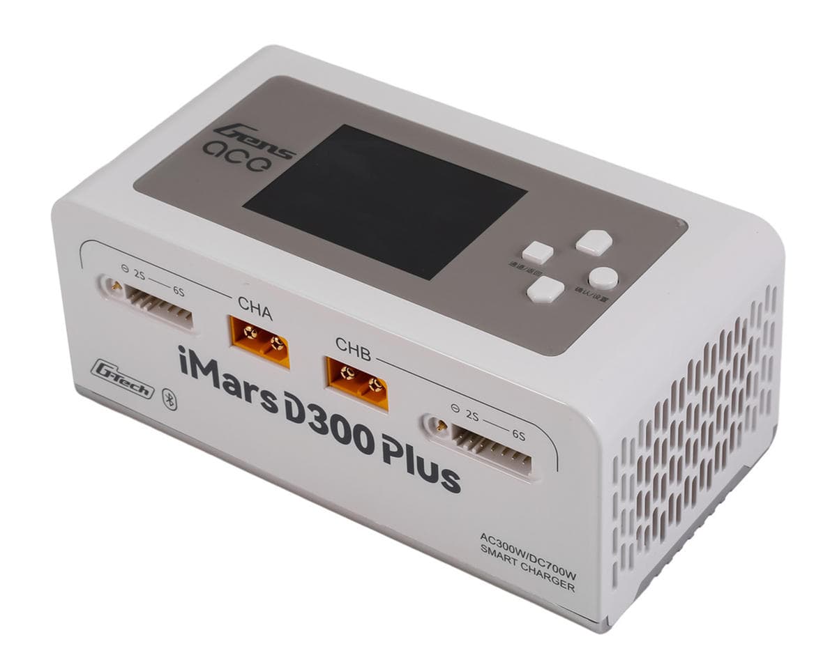 SCRATCH & DENT: Gens Ace iMars D300 Plus G-Tech Smart Dual AC/DC Charger (White) (6S/16A) (AC-300W) (DC-350W x2) w/Bluetooth App Control