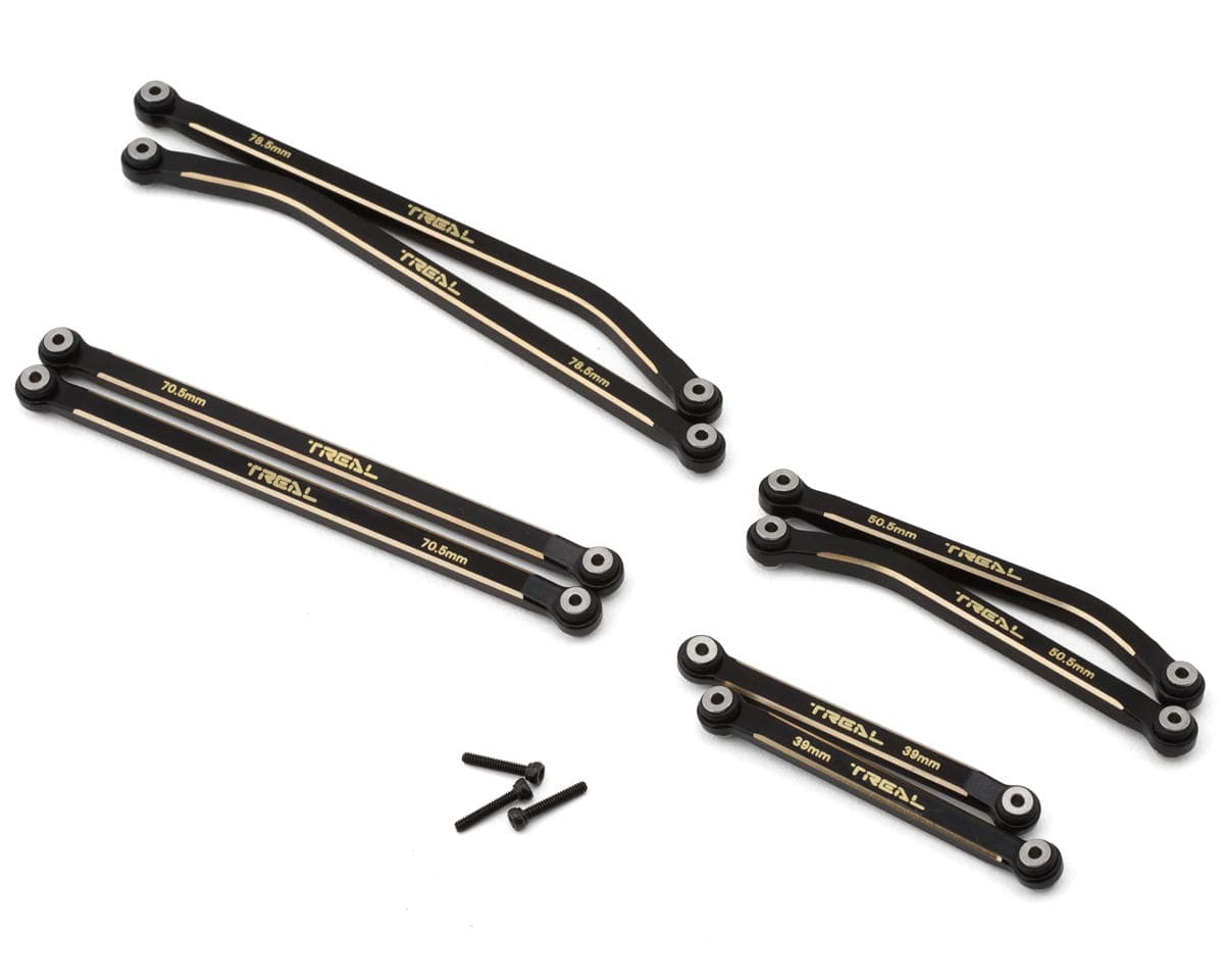 Treal Hobby Axial SCX24 Brass High Clearance Suspension Links Set (Black) (44g) (155mm Wheelbase) (Gladiator/Power Wagon)