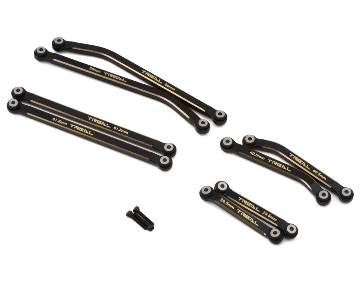 Treal Hobby Axial SCX24 Brass High Clearance Suspension Links Set (Black) (37.g) (133.7mm Wheelbase) (Deadbolt/Betty)