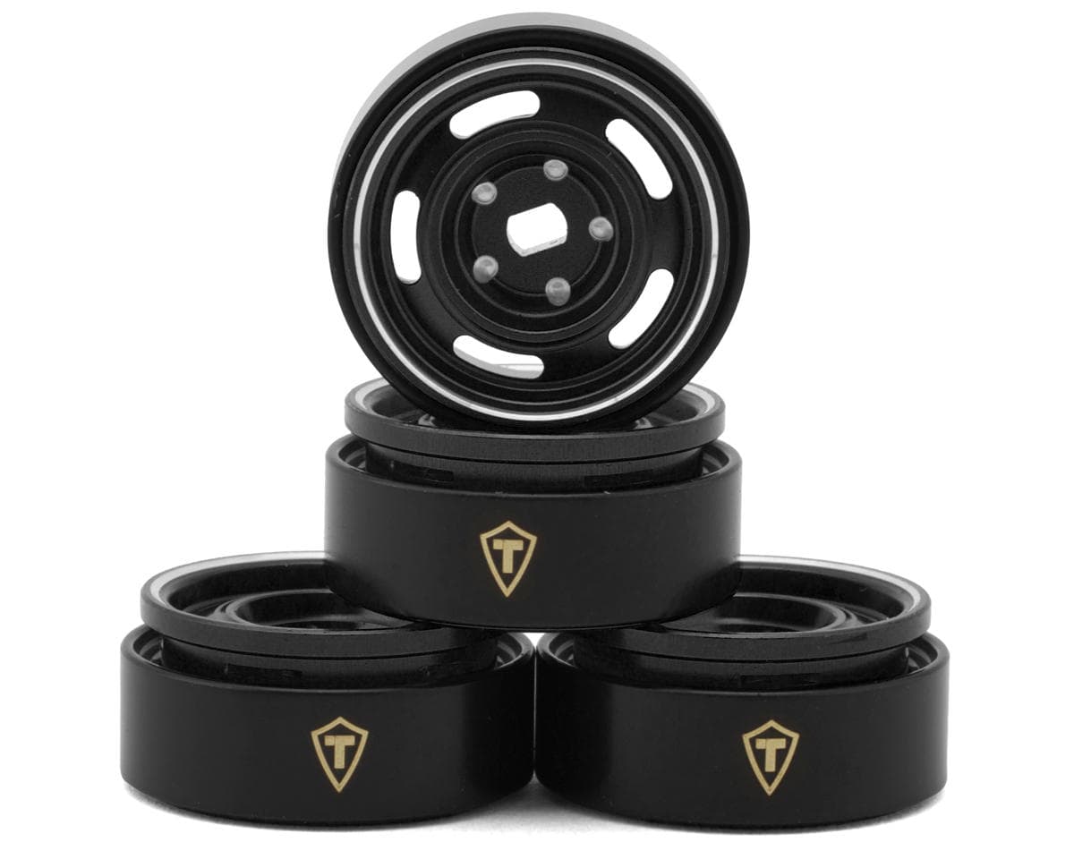 Treal Hobby 0.7" 5-Slot Aluminum Micro Rock Crawler Beadlock Wheels (Black) (4) (8g ea)