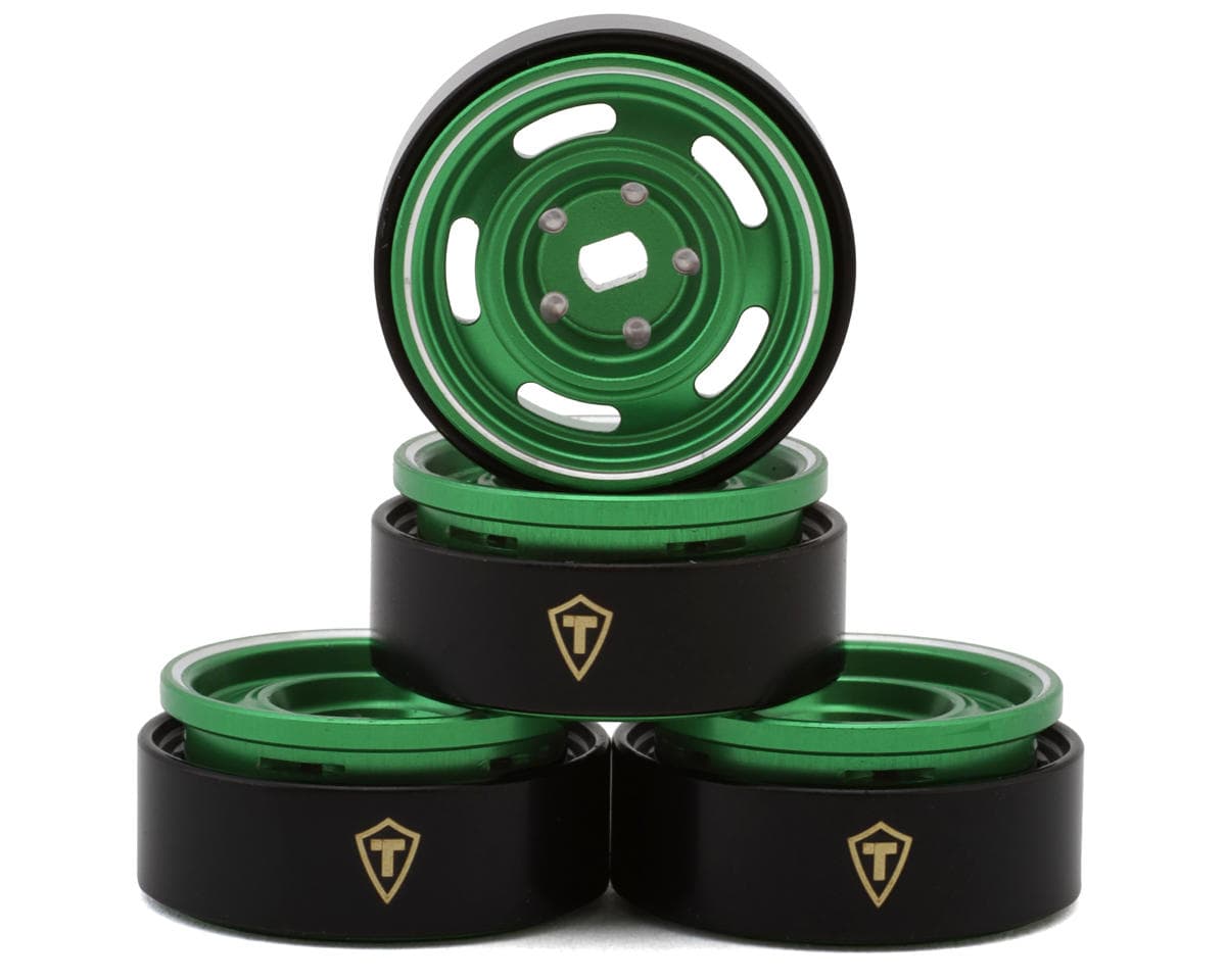 Treal Hobby 0.7" 5-Slot Aluminum Micro Rock Crawler Beadlock Wheels (Green) (4) (8g ea)