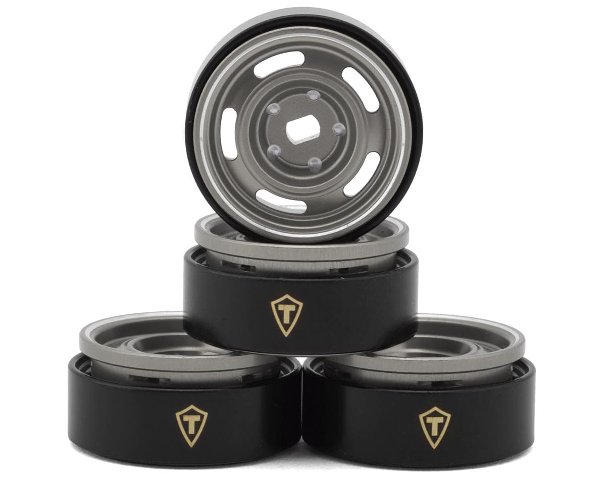 Treal Hobby 0.7" 5-Slot Aluminum Micro Rock Crawler Beadlock Wheels (Grey) (4) (8g ea)