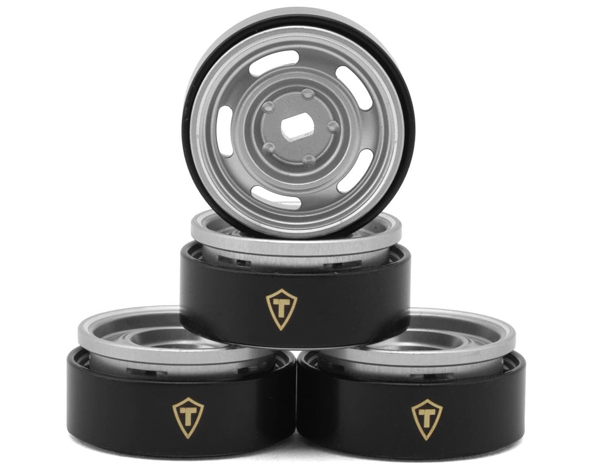 Treal Hobby 0.7" 5-Slot Aluminum Micro Rock Crawler Beadlock Wheels (Silver) (4) (8g ea)