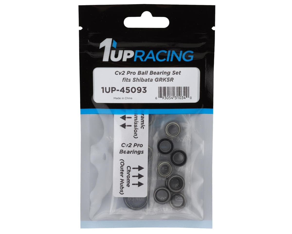 1UP Racing Shibata GRK5R Cv2 Pro Ball Bearing Set (Ceramic/Chrome)