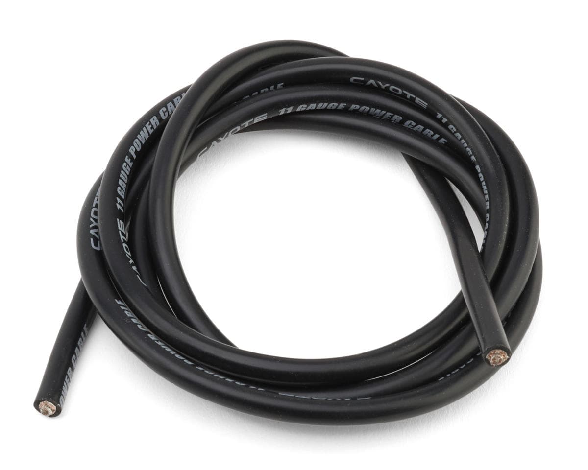 Cayote Thin-Wall Silicone Wire (Black) (1 Meter) (11AWG)