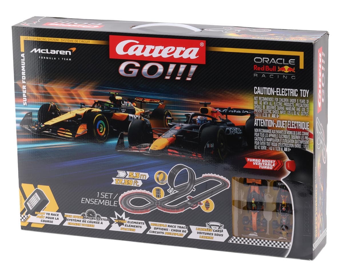 Carrera GO!!! Super Formula 1/43 Slot Car Racing Track Set w/Oracle Red Bull Racing RB21 & McLaren MCL39 Cars