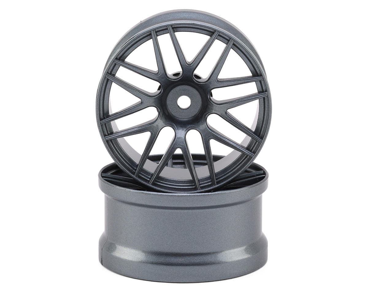 Sideways RC 1/10 R2 Multi-Spoke Nylon Drift Wheels (Gun Metal) (2) (6mm Offset) w/12mm Hex