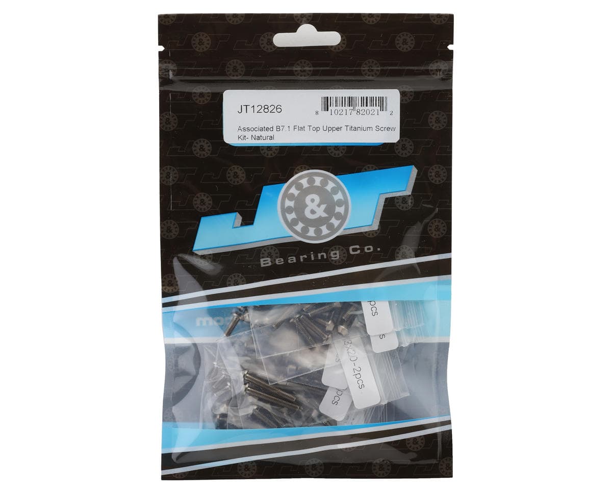 J&T Bearing Co. Team Associated RC10B7.1 Flat Top Upper Titanium Screws Kit (Natural)