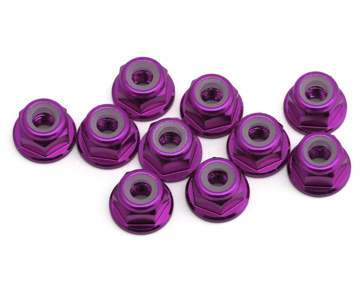 eXcelerate 3mm Flanged Aluminum Lock Nuts (Purple) (10)
