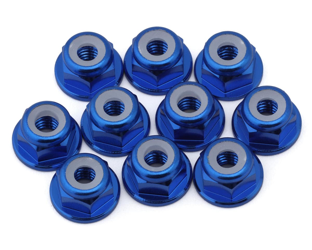 eXcelerate 4mm Flanged Aluminum Lock Nuts (Blue) (10)