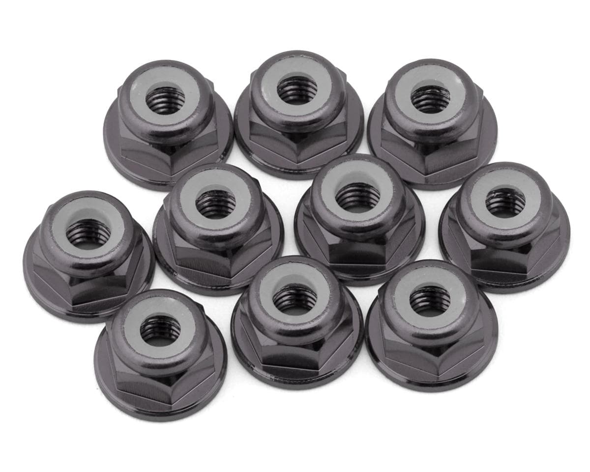 eXcelerate 4mm Flanged Aluminum Lock Nuts (Gun Metal) (10)