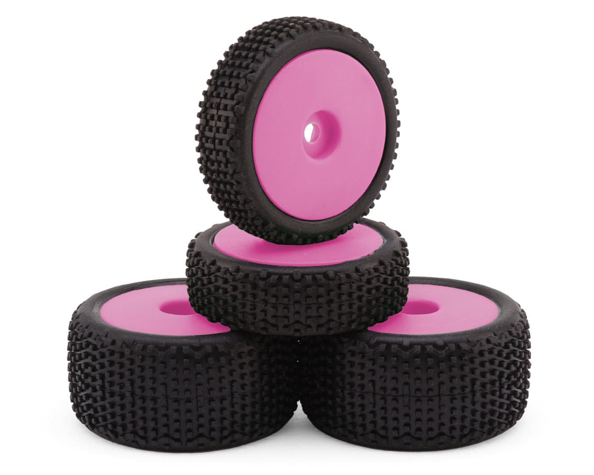 Maverick Microbe Sideline Front & Rear Pre-Mounted Buggy Tires Set (Pink)